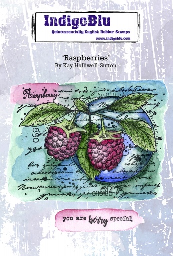 Raspberries A6 Red Rubber Stamp by Kay Halliwell-Sutton